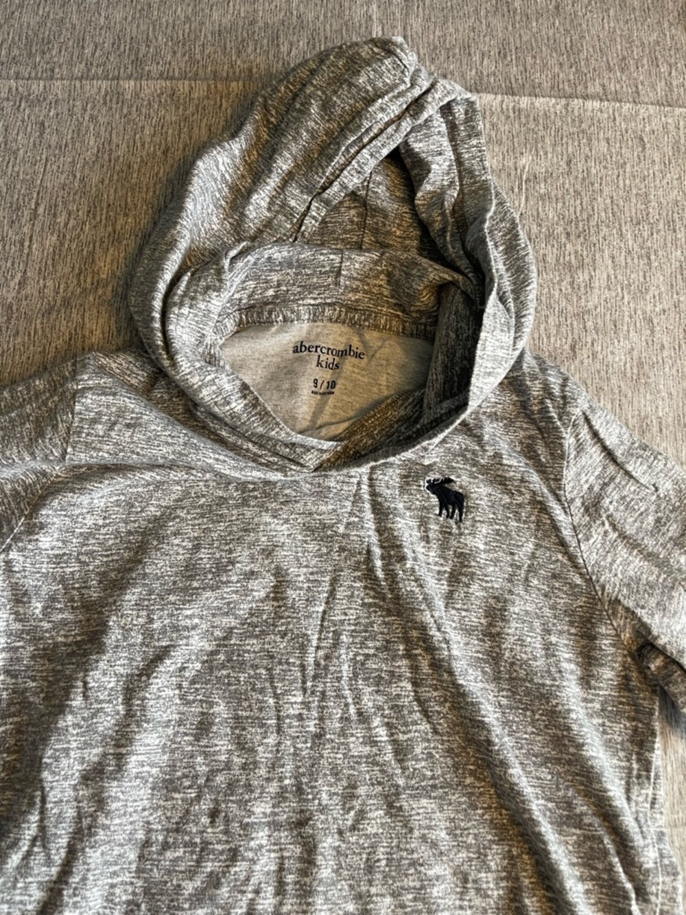 abercrombie kids Gray Marled Hoodie with Navy Moose Logo